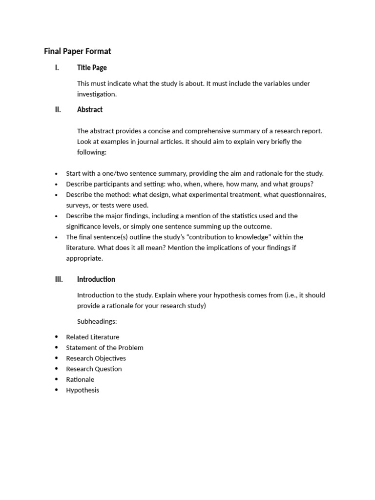 Final Paper Structure Guidelines | PDF | Methodology | Scientific Method