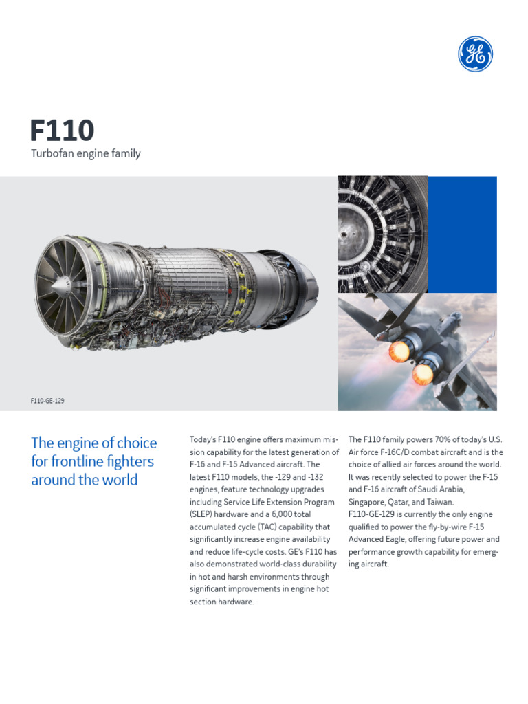 F110-GE-129 Engine Specifications | PDF | Engines | Aerospace Companies ...