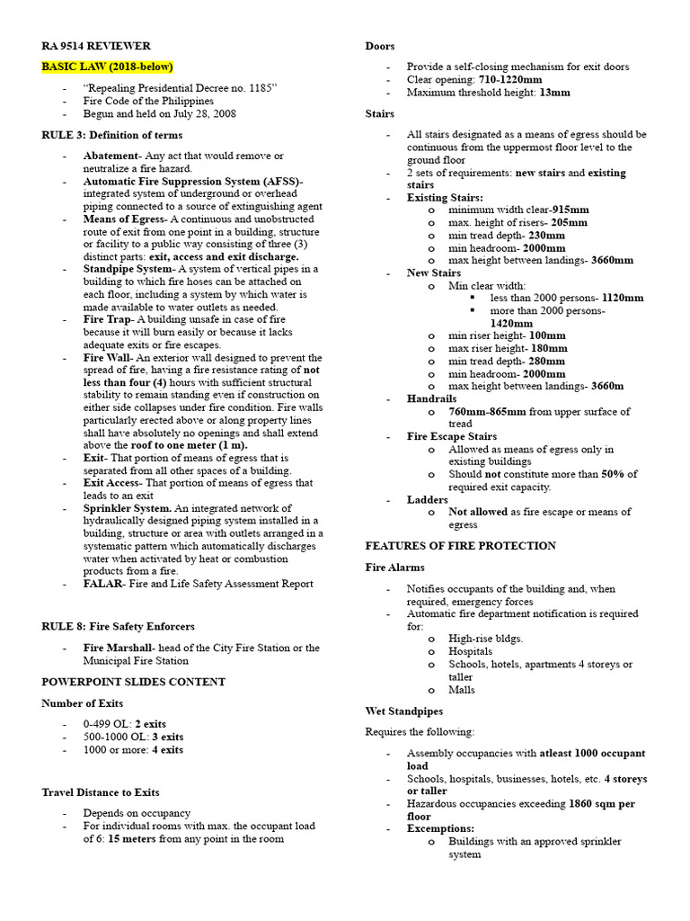 3rd EXAM REVIEWER - PP | PDF | Stairs | Fire Safety