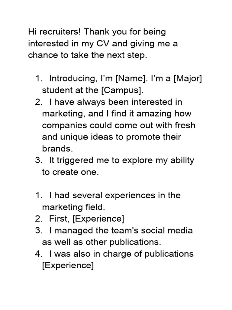 Template Video Interview - Intern | PDF