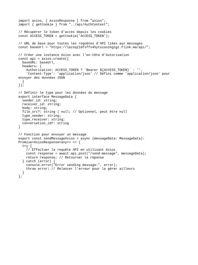 Envoi de messages avec Axios API | PDF
