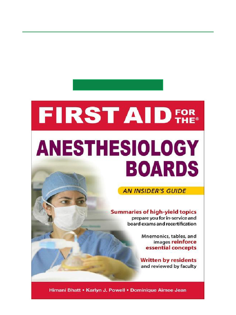 Popular Pick First Aid For The Anesthesiology Boards - 1st Edition ...