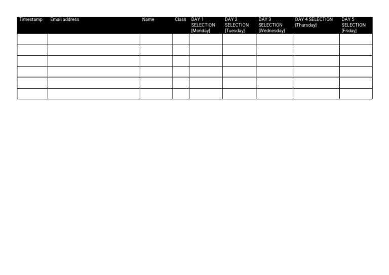 Student Activity Selection Log | PDF