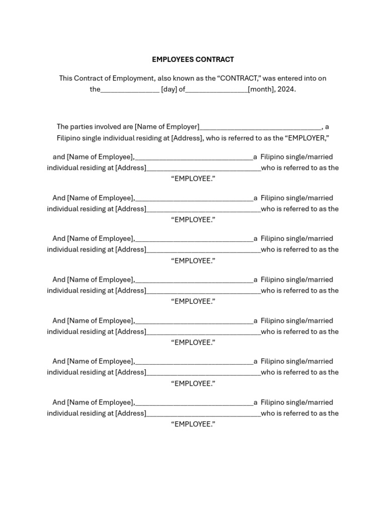 Employees Business-Contract | PDF | Occupational Safety And Health ...