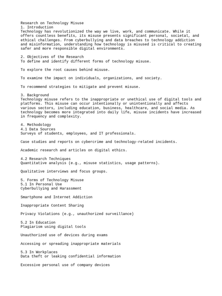 Understanding Technology Misuse Risks | PDF | Social Media | Popular ...