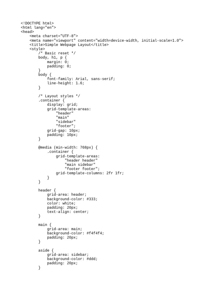 Simple Responsive Webpage Layout | PDF
