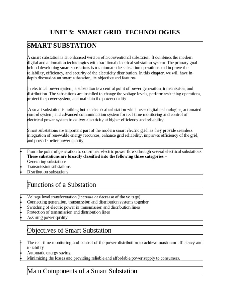 Smart Substation Technologies Explained | PDF | Energy Storage ...