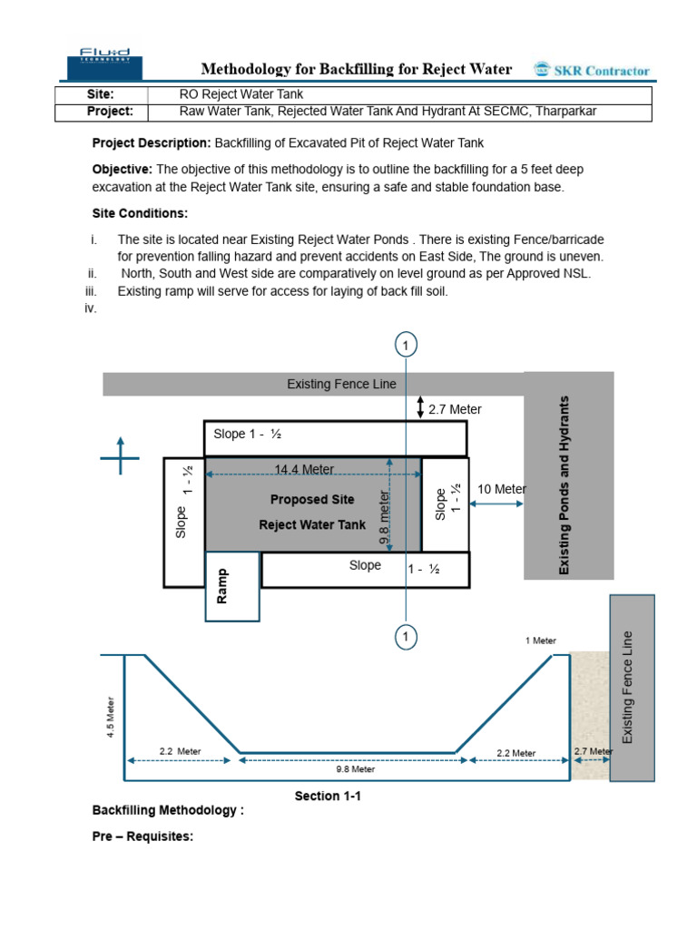 Reject Water Tank Backfilling Methodology | PDF