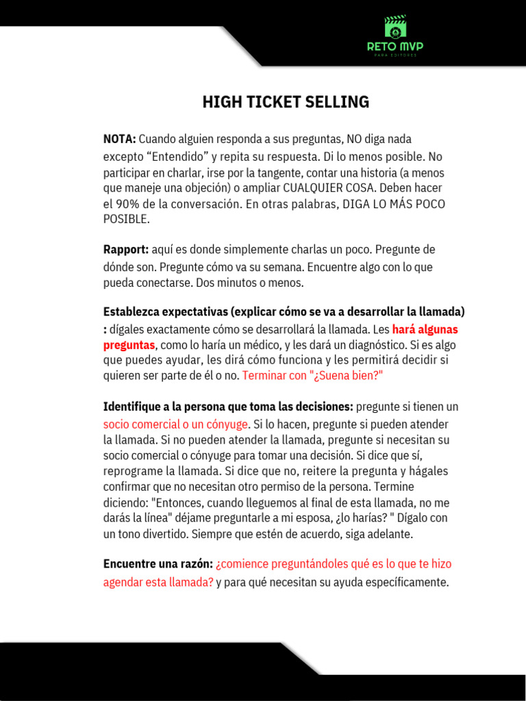 Script de Venta High Ticket | PDF