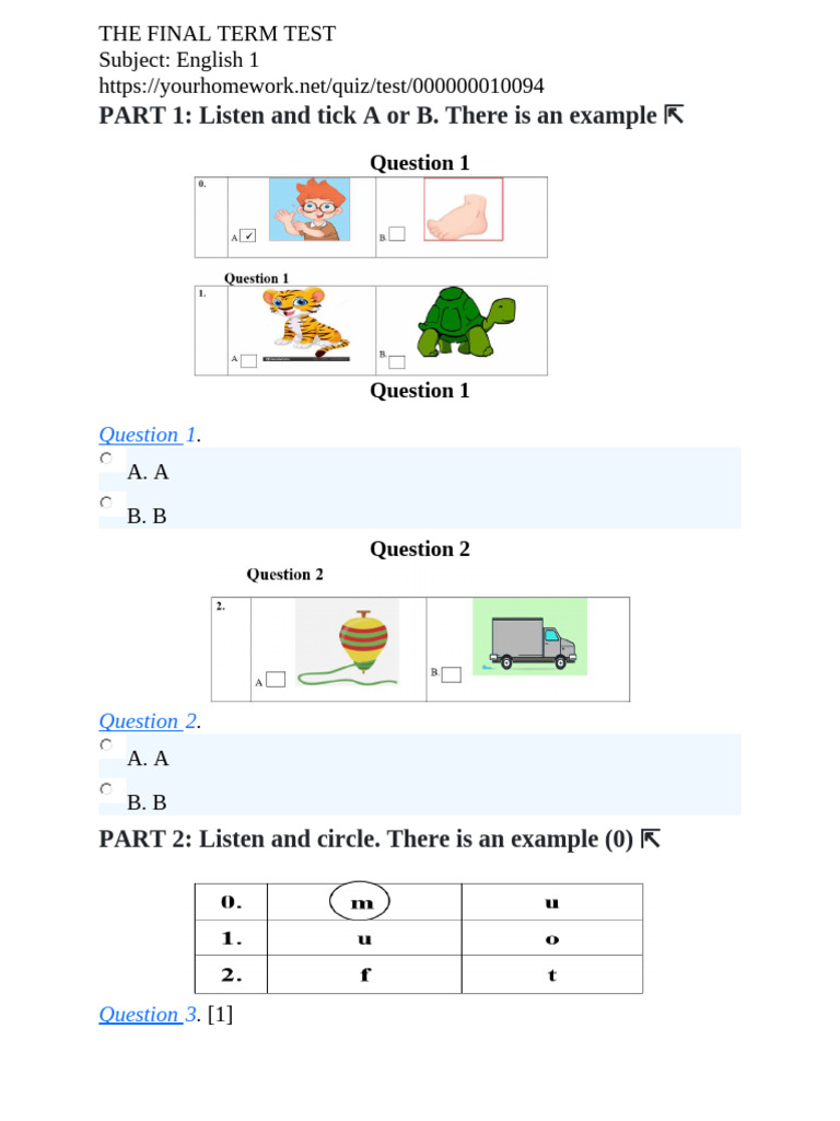 Final Term Test: English 1 | PDF