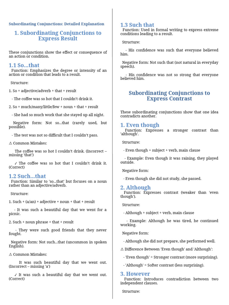Subordinating cojuctioms-WPS Office | PDF | Verb | Adjective