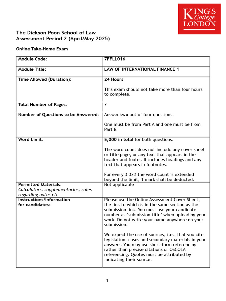 7FFLL016 Period 2 2024-25 Online Exam Paper_250507_120256 | PDF | Loans ...