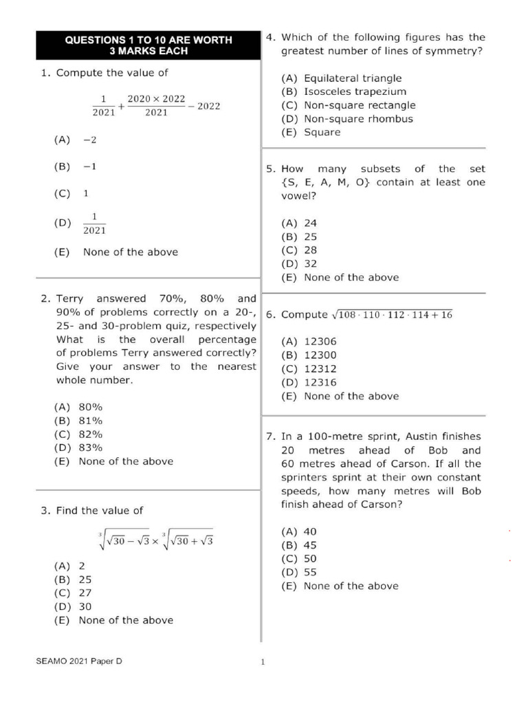 Seamo 2021 Paper D | PDF