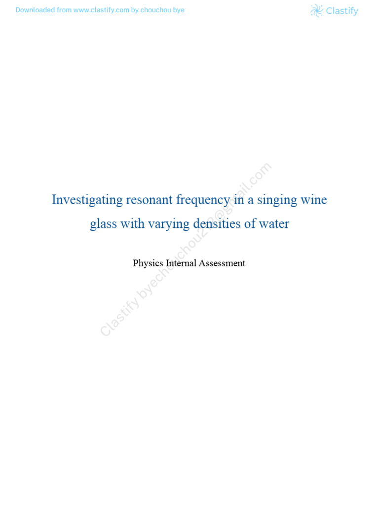 Resonant Frequency of Water in Glass | PDF | Oscillation | Liquids
