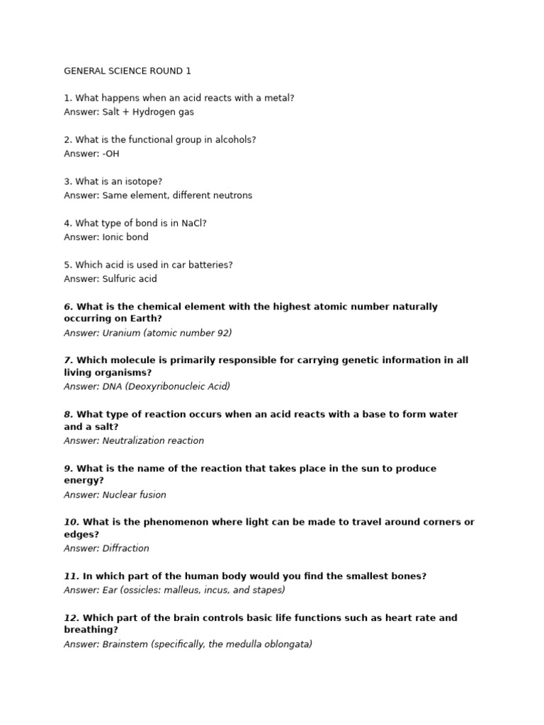 General Science | PDF | Chemical Reactions | Chemical Elements