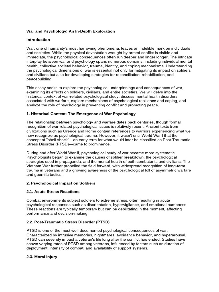 War's Psychological Impact Explored | PDF | Psychological Trauma ...