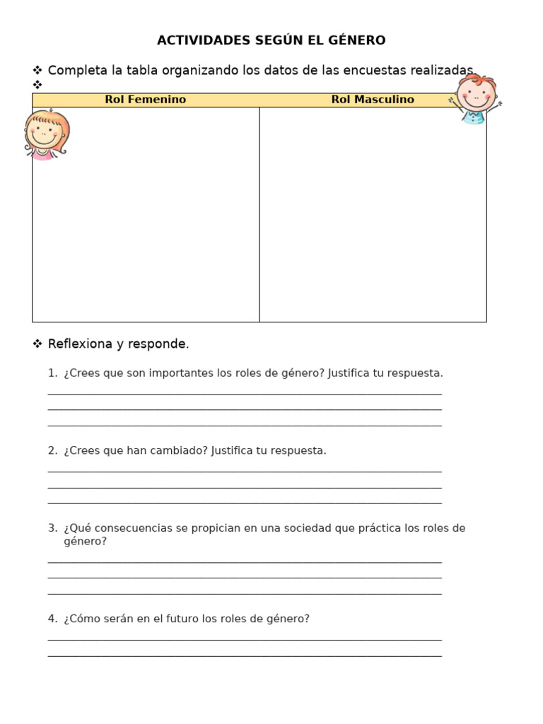 Actividades sobre Roles de Género | PDF