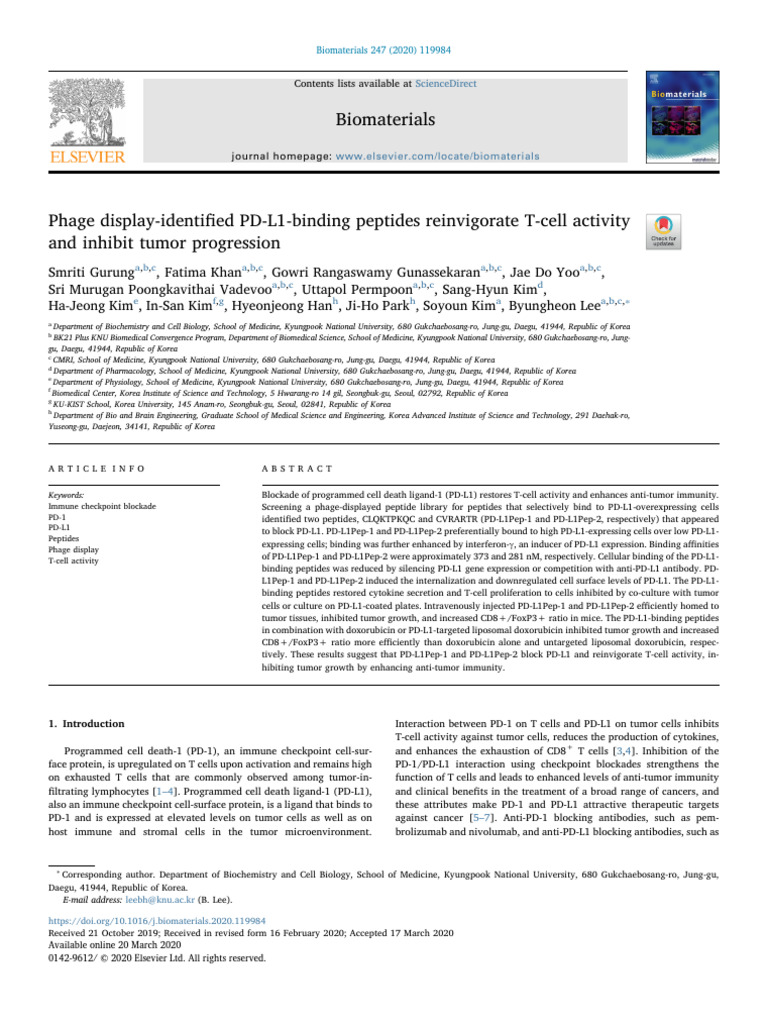 anti-PD-L1 Peptide Origin | PDF | T Cell | Molecular Biology
