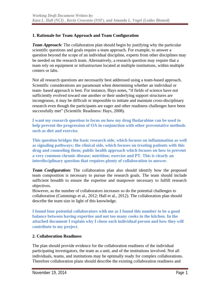Team Collaboration Plan for OA Research | PDF | Leadership | Collaboration