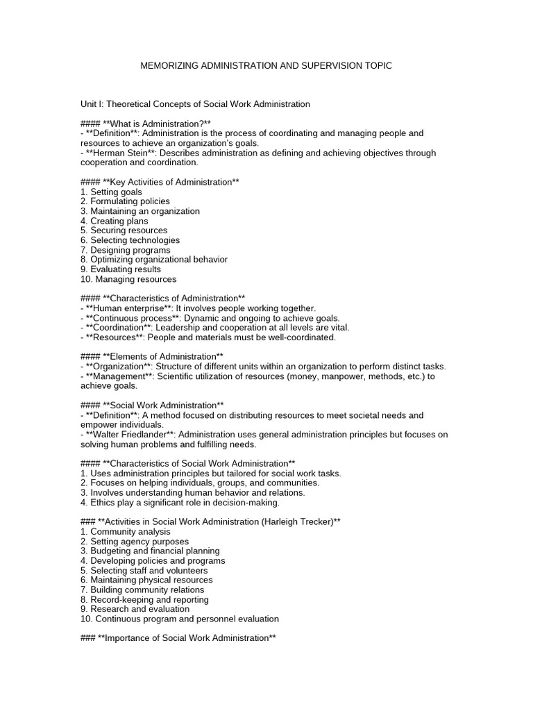 Memorizing Administration and Supervision Topic | PDF | Evaluation ...