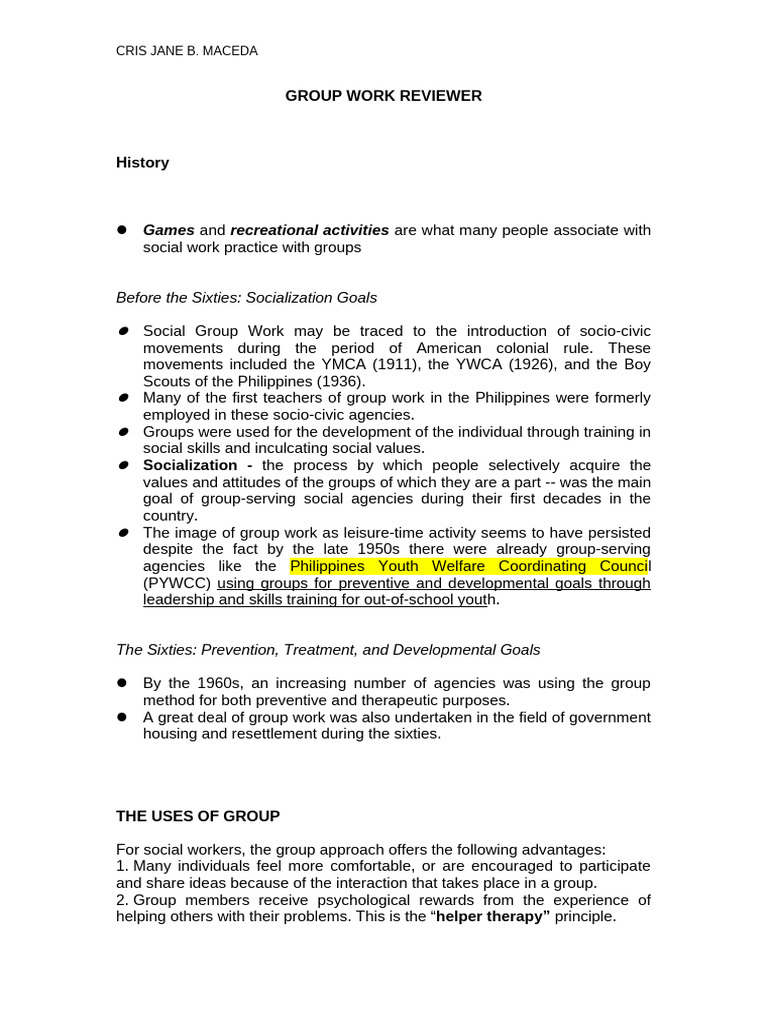 History and Phases of Group Work in Social Services | PDF | Attitude ...