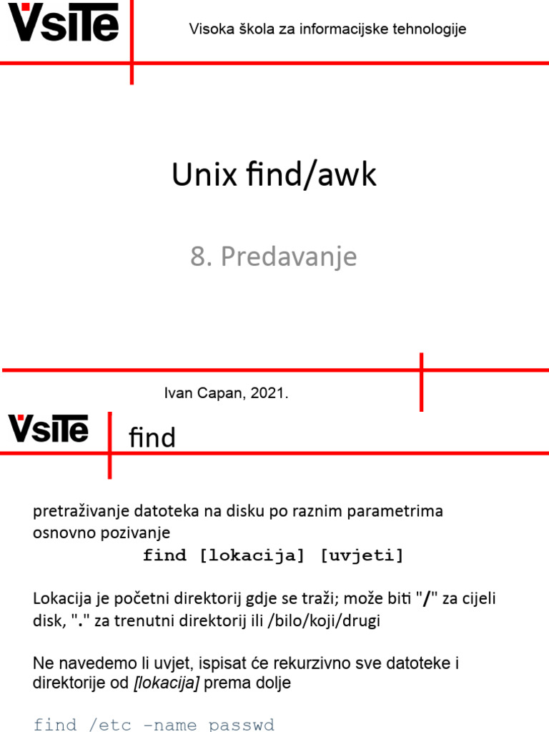 08 UNIX Find Awk | PDF