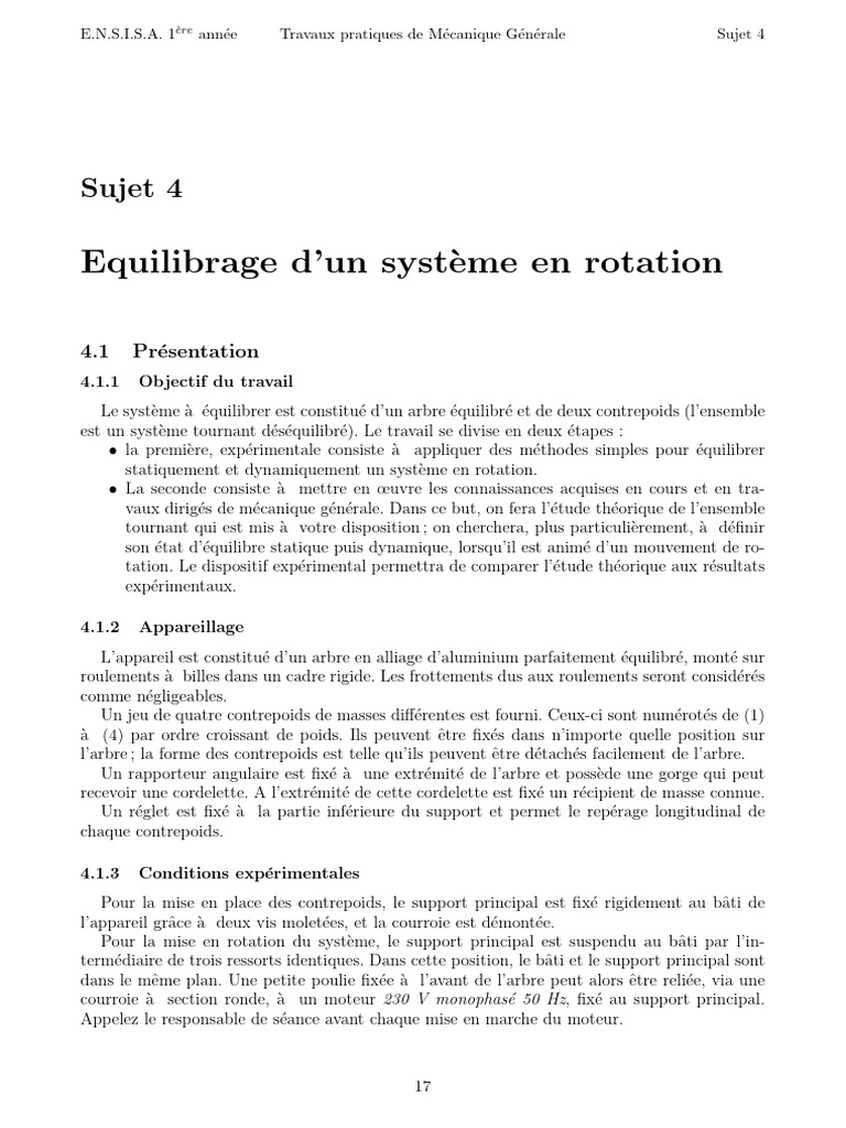 Équilibrage d'un Système en Rotation | PDF | Rotation | Masse