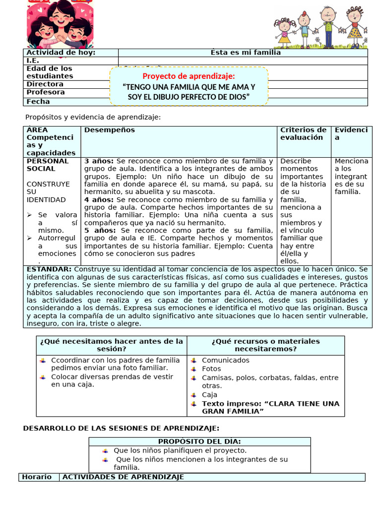 Actividades sobre la familia en educación infantil | PDF | Salón de ...