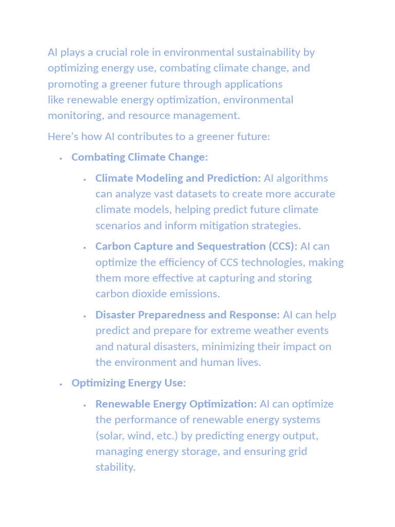 AI Innovations for Environmental Sustainability | PDF | Climate Change ...