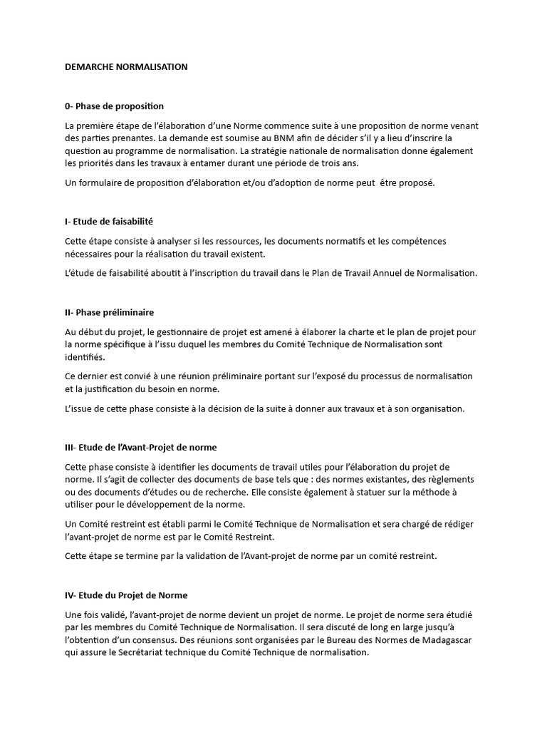 Processus de Normalisation des Normes | PDF