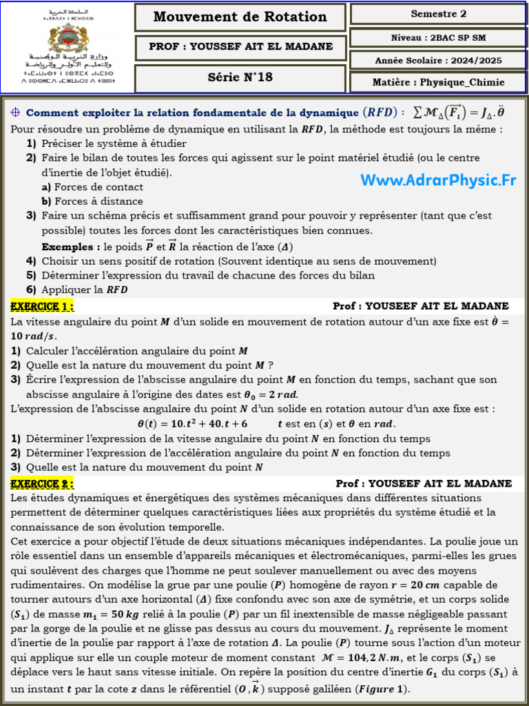 Dynamique du Mouvement de Rotation | PDF | Accélération | Moment d'une ...
