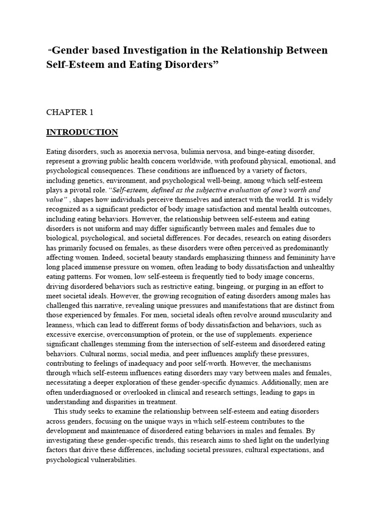 Gender Differences in Self-Esteem and Eating Disorders | PDF | Eating ...