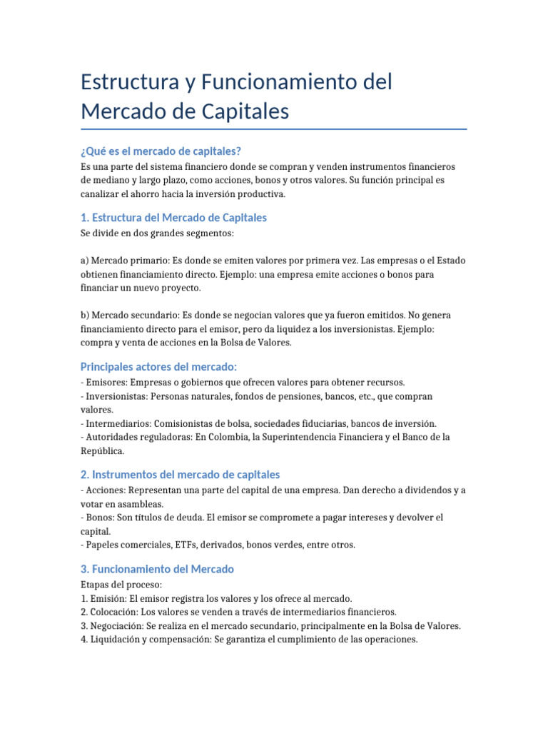 Estructura del Mercado de Capitales | PDF
