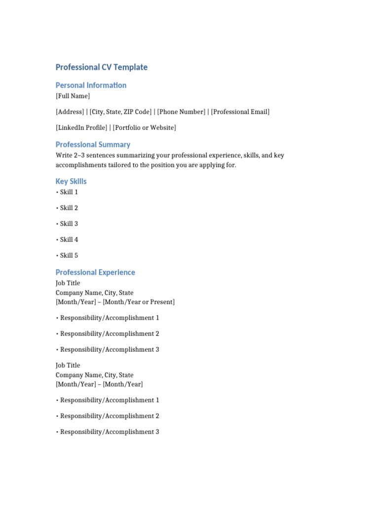 ATS Compliant CV Template Guide | PDF