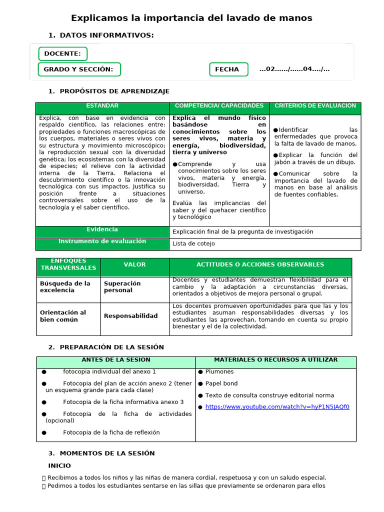 Importancia del Lavado de Manos | PDF | Lavado de manos | Evaluación