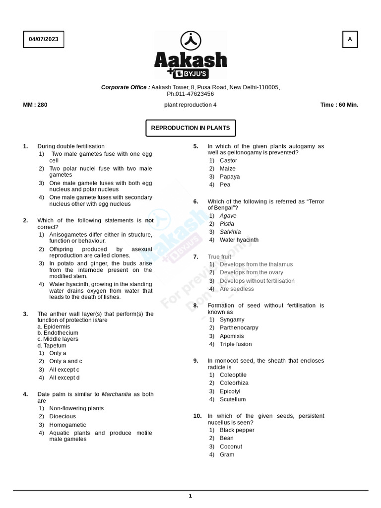 Plant Reproduction 4 1688480860094 | PDF | Fertilisation | Sexual ...