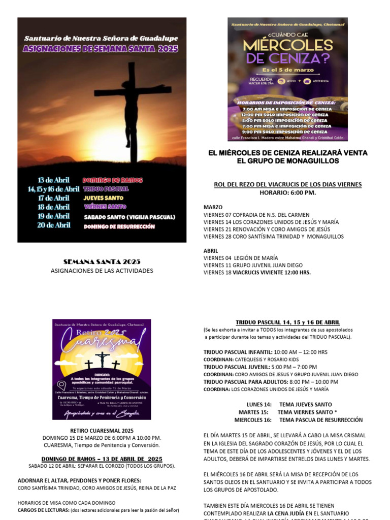 Actividades Semana Santa 2025 | PDF | Adoración Cristiana Y Liturgia ...
