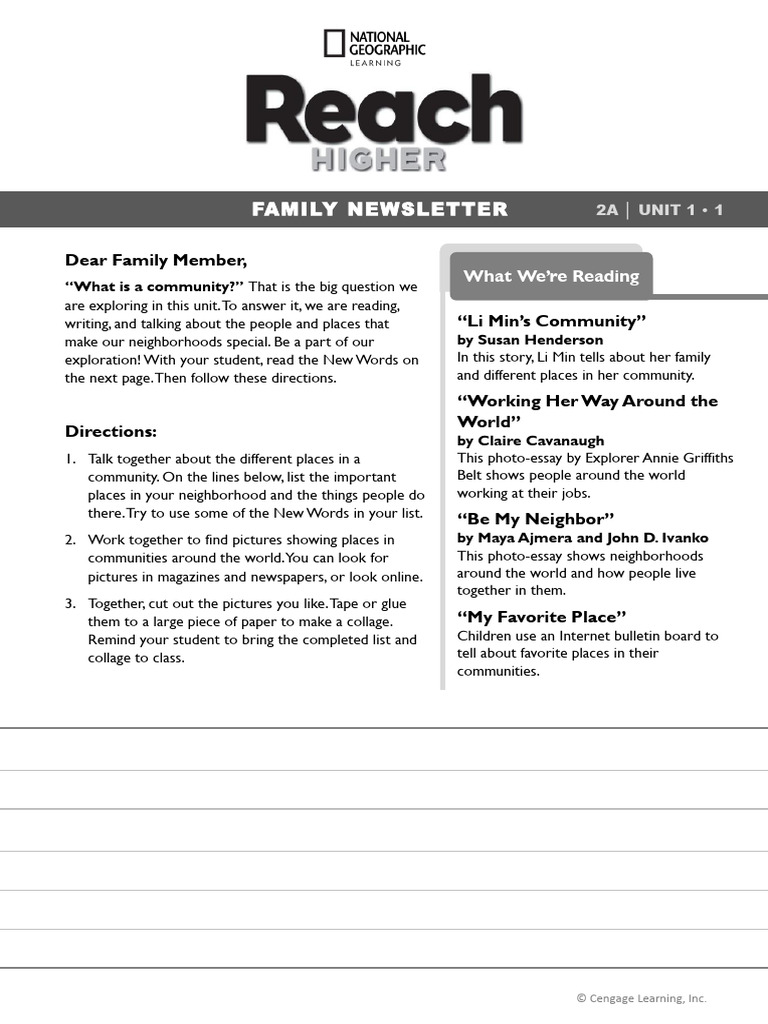 Family Newsletter: Community Learning Activities | PDF | Predation