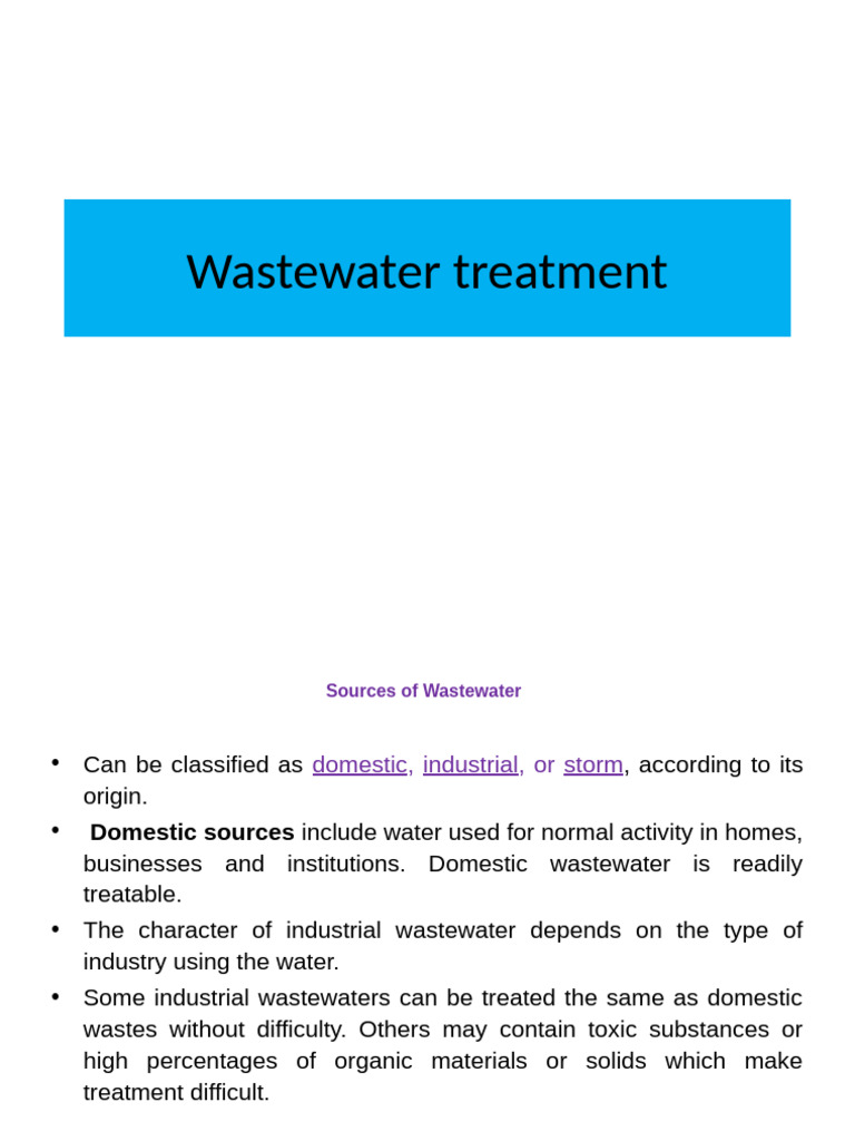 Wastewater Treatment Overview | PDF | Sewage Treatment | Biodegradable ...