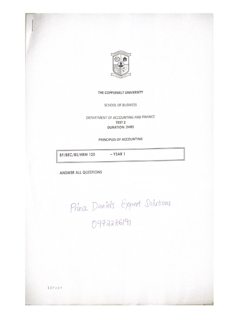 Bs 120 Test Two 2022 Solutions | PDF