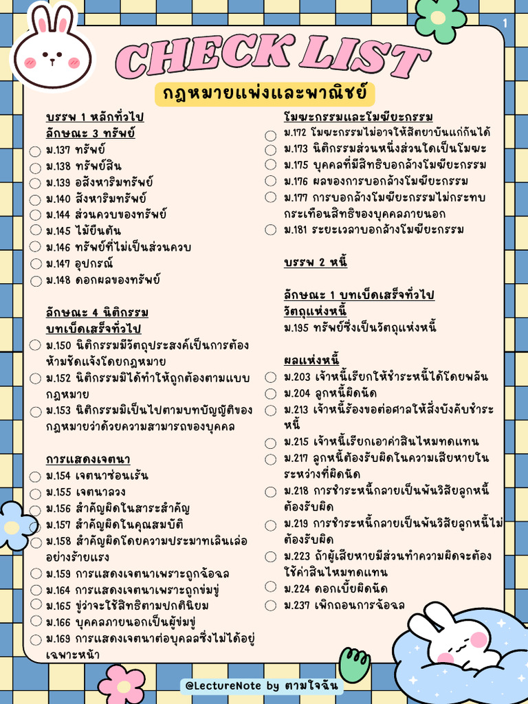 CHECK LIST แพ่ง | PDF