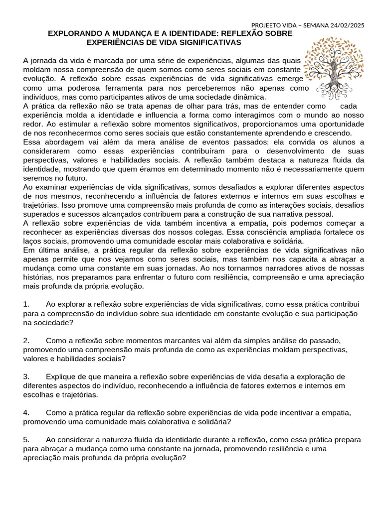 Reflexão sobre Identidade e Empatia | PDF | Vida | Empatia