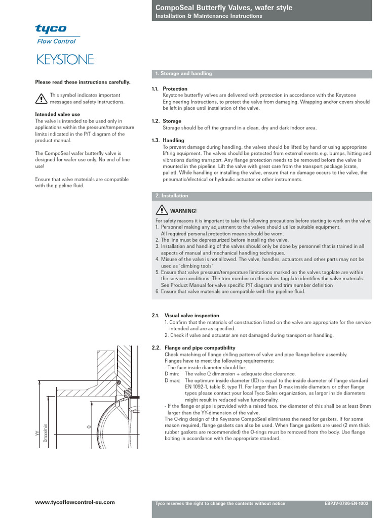 CompoSeal Butterfly Valve Installation Guide | PDF | Valve | Pipe ...