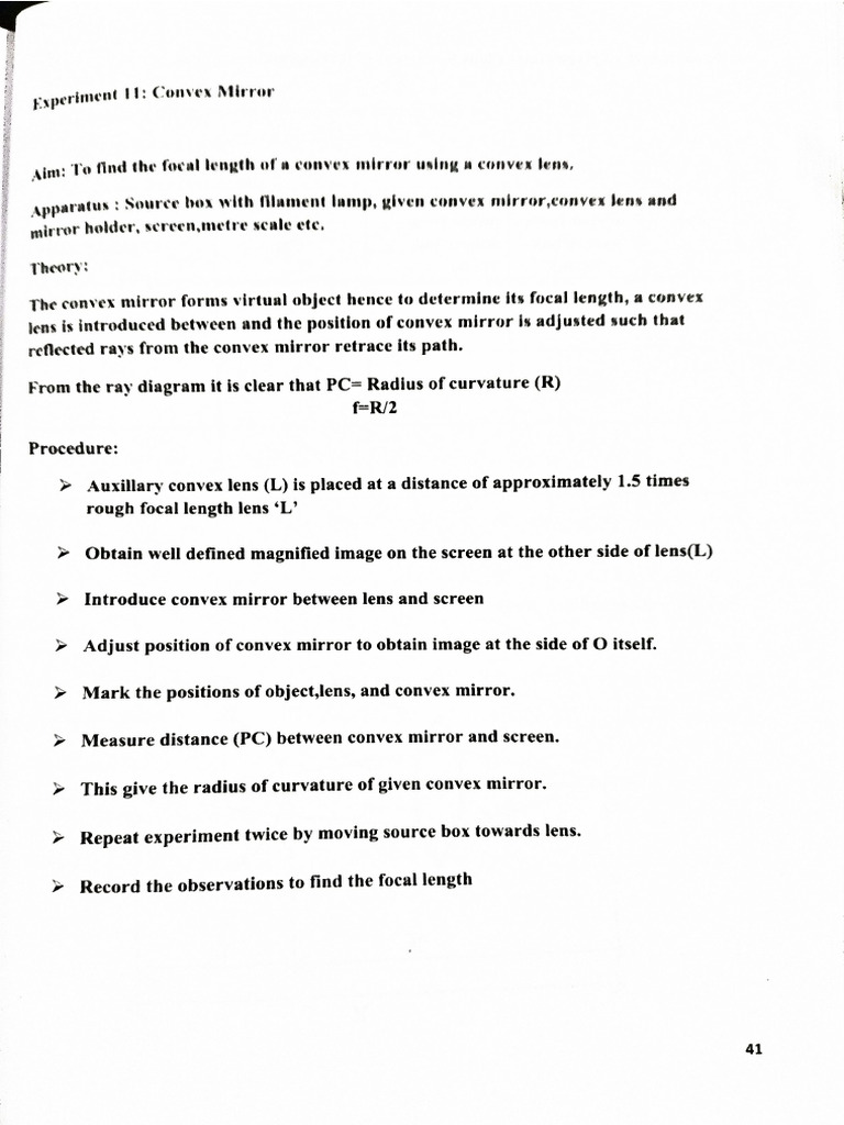 Convex Mirror Focal Using Convex Lens Exp5 | PDF
