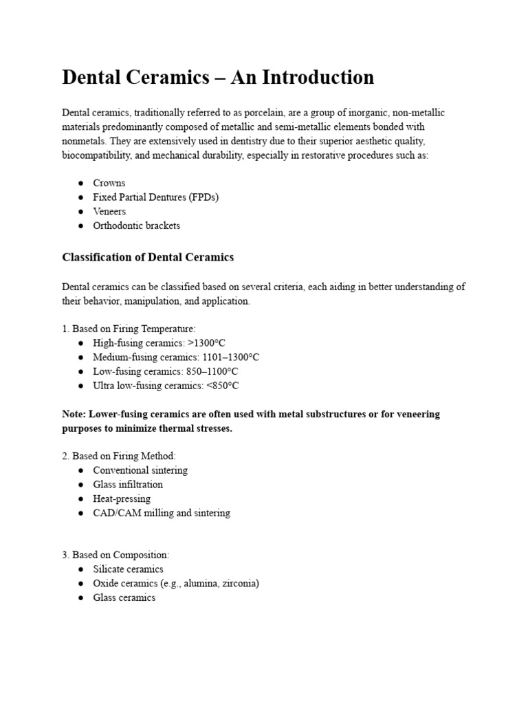 Introduction to Dental Ceramics | PDF | Ceramics | Secondary Sector Of ...