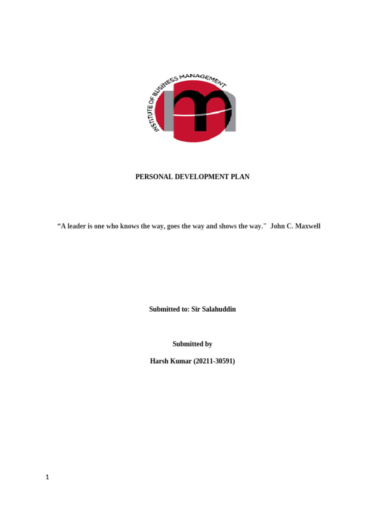 Personal Development Plan | PDF | Leadership | Mindset