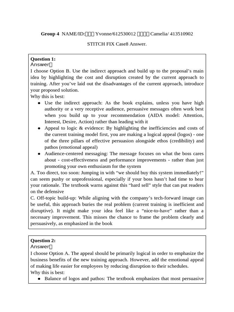 Group 4 - Stitch Fix Case8 Answer. | PDF | Credibility | Emotions