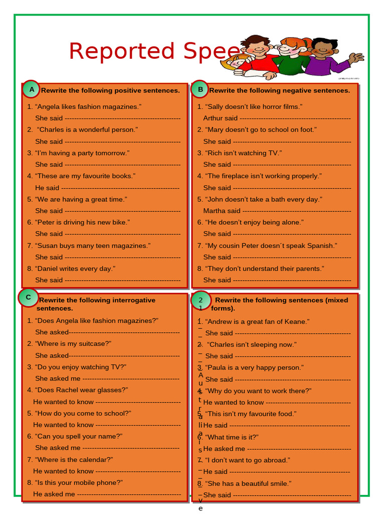 Reported Speech Exercises and Rules | PDF
