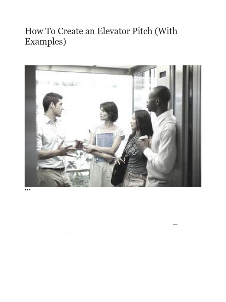 How To Create An Elevator Pitch | PDF | Job Interview | Pitch (Music)