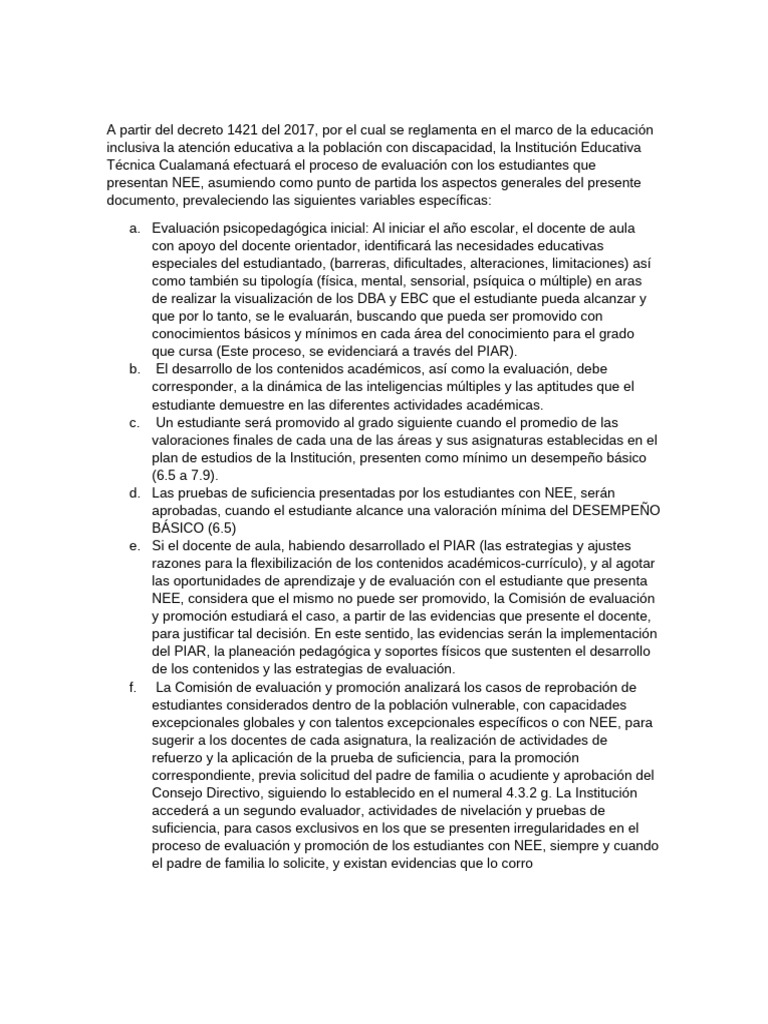 Evaluación Inclusiva para Estudiantes con NEE | PDF | Evaluación | Maestros